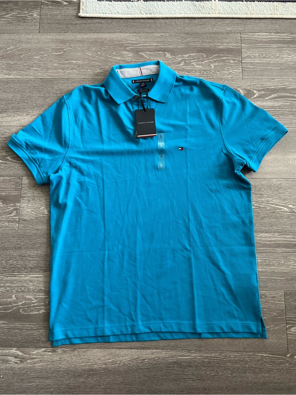 Tommy Hilfiger Men’s Turquoise Polo Shirt with Flag Logo